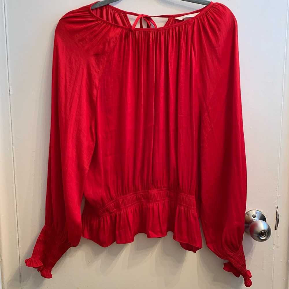 H&M red drawstring-waist blouse